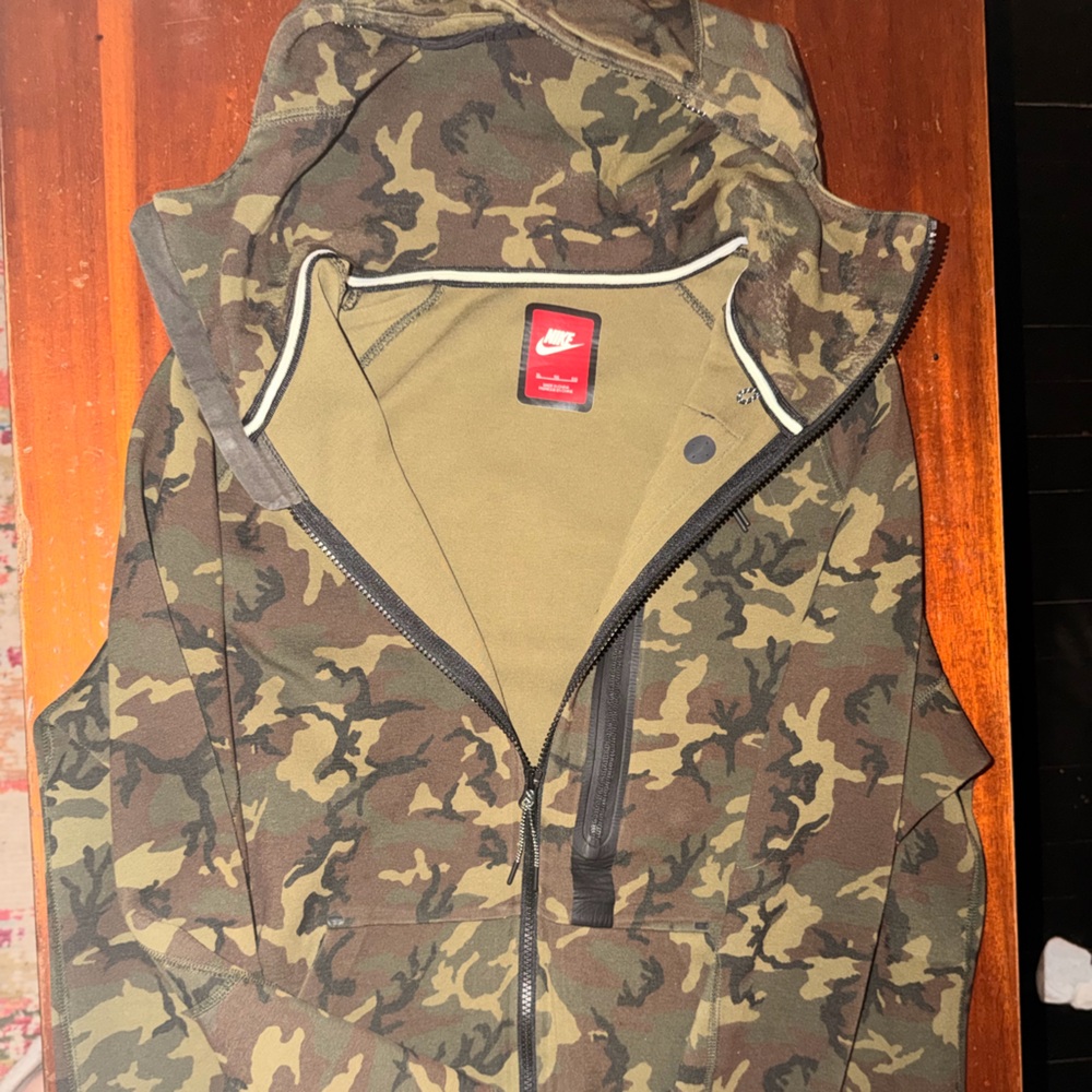 Nike Tech Olive and Camouflage Zip Up Hoodie